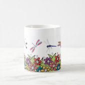 Naturgarten Dragonfly und Blume Pot Floral Kaffeetasse (Mittel)