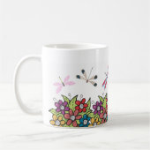 Naturgarten Dragonfly und Blume Pot Floral Kaffeetasse (Links)