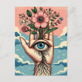 Naturgärtner mit rosa Blume Postkarte (Vorderseite)