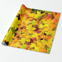 Naturgelbes Orangenrot Herbstleaves Geschenkpapier