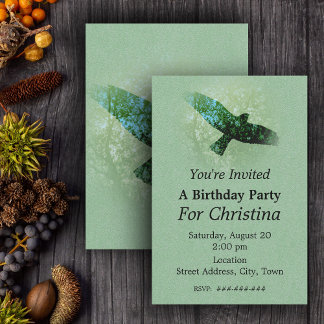 Naturgrüne Bäume Vögel rasend krummen Geburtstag Einladung