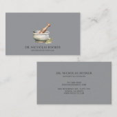 Naturheilkunde Mortar Pestle Black Visitenkarte (Vorne/Hinten)