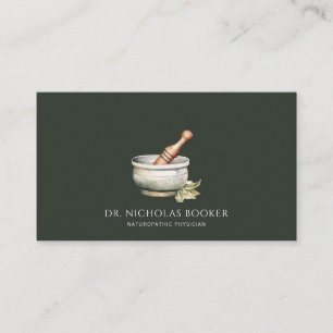 Naturheilkunde Mortar Pestle Black Visitenkarte