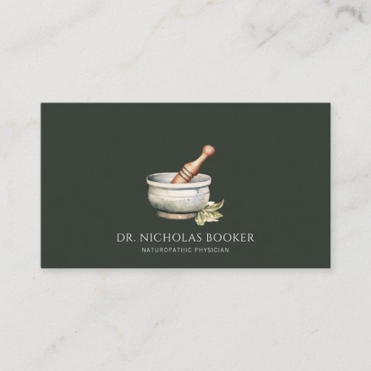 Naturheilkunde Mortar Pestle Black Visitenkarte (Vorderseite)