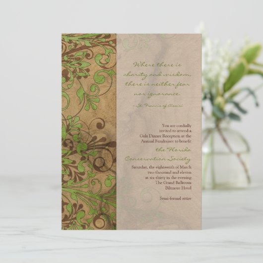 Naturholz- und Blumenfundraiser oder Corporate Einladung (Stehend Vorderseite)