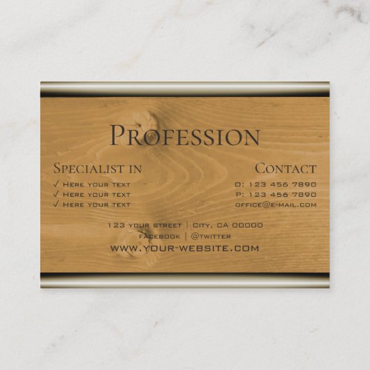 Naturholzkörner Rustikale Holzplatten auffallend Visitenkarte (Rückseite)