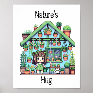 Naturhut   Niedliche Pflanze liebt Pixel Art Poster
