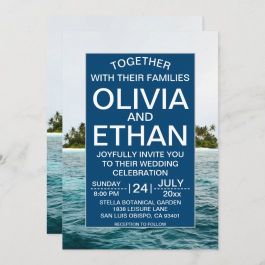 Naturinsel Hochzeit Einladung (Vorne/Hinten)