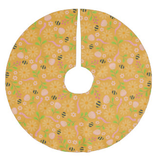 Naturinspirierte Blüten und Kreaturen Polyester Weihnachtsbaumdecke