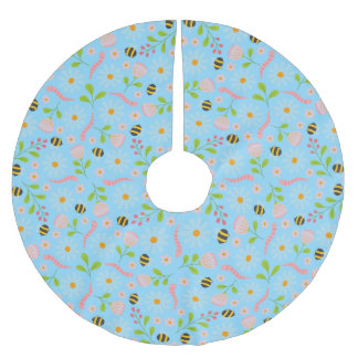 Naturinspirierte Blüten und Kreaturen Polyester Weihnachtsbaumdecke