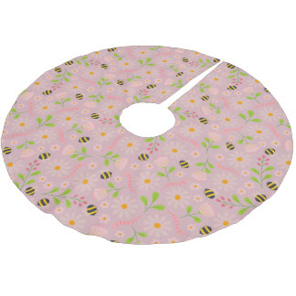Naturinspirierte Blüten und Kreaturen Polyester Weihnachtsbaumdecke