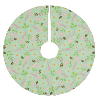 Naturinspirierte Blüten und Kreaturen Polyester Weihnachtsbaumdecke