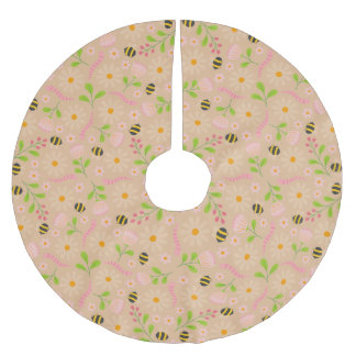 Naturinspirierte Blüten und Kreaturen Polyester Weihnachtsbaumdecke