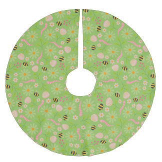 Naturinspirierte Blüten und Kreaturen Polyester Weihnachtsbaumdecke