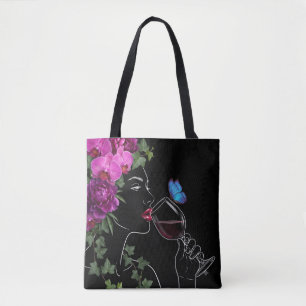 Naturinspirierte Frau beim Weintrinken Tasche