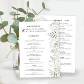 Naturinspirierte grüne Hochzeitsprogrammkarte Programm