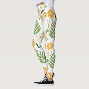 Naturinspirierte weiße Blumenleggings Leggings