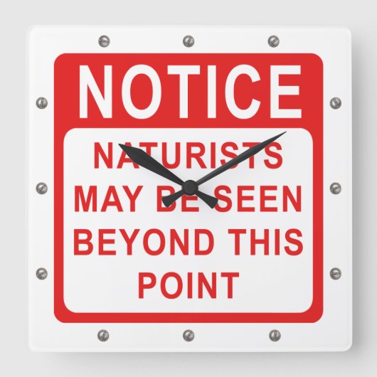 Naturist Beach/Naturist Campingzeichen Quadratische Wanduhr (Vorderseite)