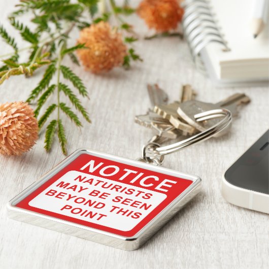 Naturist Camp/Beach-Zeichen Schlüsselanhänger (Seite)