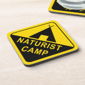 Naturist Camping Sign Getränkeuntersetzer (Linke Seite)
