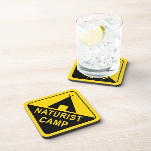 Naturist Camping Sign Getränkeuntersetzer (Rechte Seite)