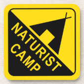Naturist Camping Sign Getränkeuntersetzer (Vorderseite)
