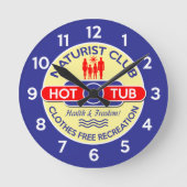 Naturist Club Hot Tub Clock Runde Wanduhr (Vorderseite)