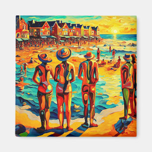 Naturisten am Strand Magnet