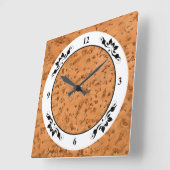 Naturkork-Look Holzkörner Quadratische Wanduhr (Winkel)