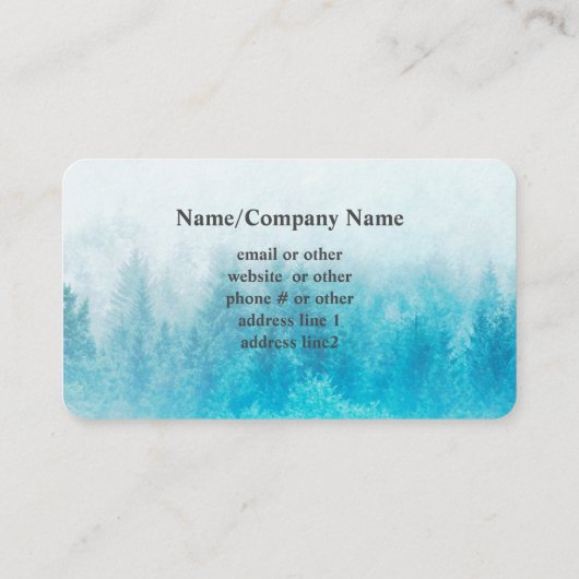 Naturkunde Bergkiefern aquamarin blau Visitenkarte (Rückseite)