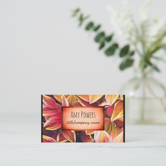 Naturkunde Blätter Terracotta-Farben doppelseitig Visitenkarte (Stehend Vorderseite)