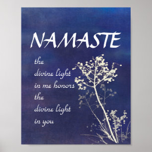 Naturkunde Zen Namaste Poster blau-weiß