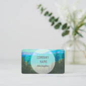 Naturkundegebirge und Pinien türkisfarben und grün Visitenkarte (Stehend Vorderseite)