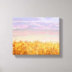 Naturkunst ausgedehntes Weizenfeld und Himmel der Leinwanddruck