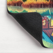 Naturlandschaft Illustration mit Hütte des Sees Mousepad (Ecke)