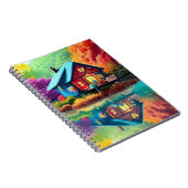 Naturlandschaft Illustration mit Hütte des Sees Notizblock (Rechte Seite)