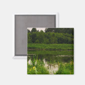 Naturlandschaft Landschaftslandschaft Waldteich Magnet (Vorderseite/Rückseite)