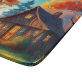 Naturlandschaft mit Hütte im Wald-6878 Schneidebrett (Ecke)