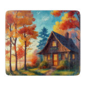 Naturlandschaft mit Hütte im Wald-6878 Schneidebrett (Vorderseite)