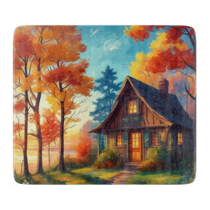 Naturlandschaft mit Hütte im Wald-6878 Schneidebrett