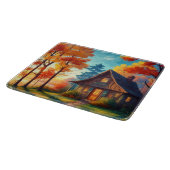 Naturlandschaft mit Hütte im Wald-6878 Schneidebrett (Ecke)