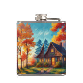 Naturlandschaft mit Hütte im Wald Flachmann (Rückseite)