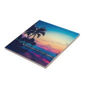 Naturlandschaft mit Palmen im Pool Fliese (Seite)