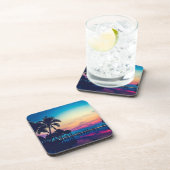 Naturlandschaft mit Palmen im Pool Getränkeuntersetzer (Rechte Seite)