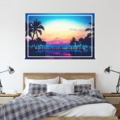 Naturlandschaft mit Palmen im Pool Leinwanddruck (Insitu (Schlafzimmer))