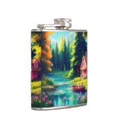 Naturlandschaft mit rosa Hütte Flachmann (Rechts)