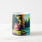 Naturlandschaft mit rosa Hütte Kaffeetasse (Mittel)