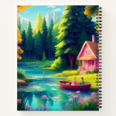 Naturlandschaft mit rosa Hütte Notizblock (Rückseite)