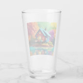 Naturlandschaft mit See, Hütte, Herbst Glas (Rückseite)