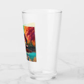 Naturlandschaft mit See, Hütte, Herbst Glas (Links)